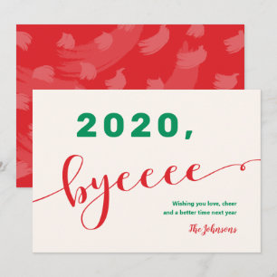 "2020, dag" Rood & Groen Niet-foto Grappige 2020 Feestdagenkaart