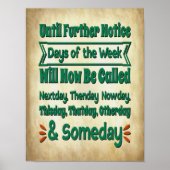 2020 dagen van de week Funny Lockdown Quarantine Poster (Voorkant)