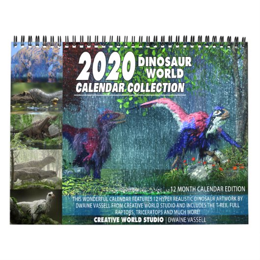 2020 DINOSAUR WERELDKALENDAR: Kinder agenda afdruk Kalender (Hoes)