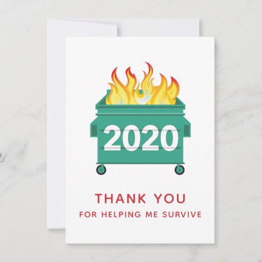 2020 Dumpster Fire Friendship Hartelijk dank Bedankkaart (Voorkant)