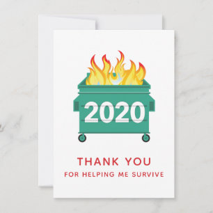 2020 Dumpster Fire Friendship Hartelijk dank Bedankkaart