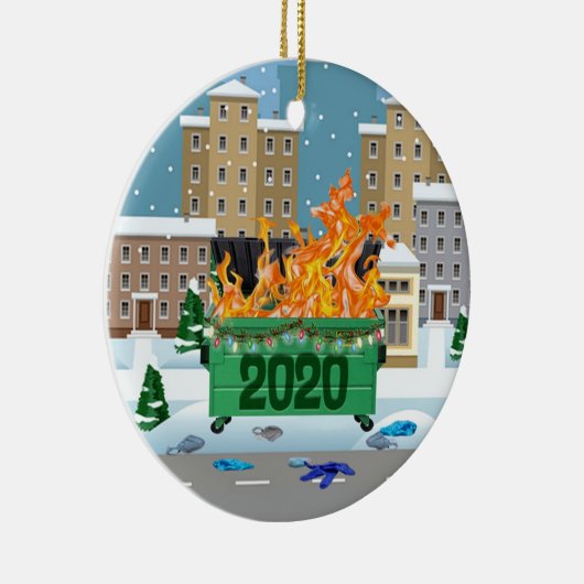 2020 Dumpster vuur Kerstmis Keramisch Ornament (Rechts)