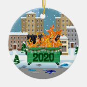 2020 Dumpster vuur Kerstmis Keramisch Ornament (Voorkant)