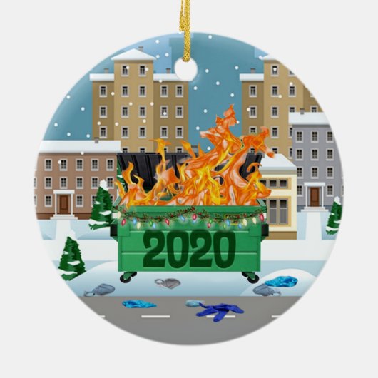 2020 Dumpster vuur Kerstmis Keramisch Ornament (Achterkant)