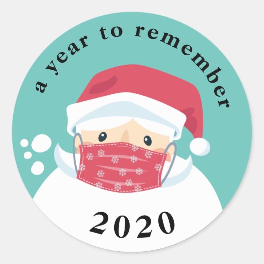 2020 Een jaar om de gemaskerde Kerstman te herinne Ronde Sticker (Voorkant)