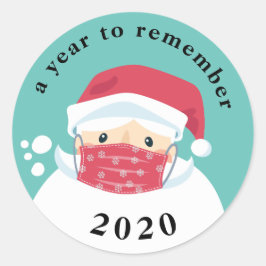 2020 Een jaar om de gemaskerde Kerstman te herinne Ronde Sticker