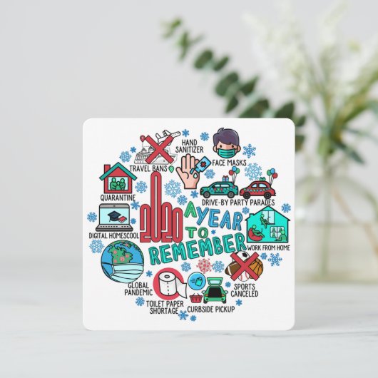 2020 Een jaar om grappige kerstflat te onthouden Feestdagenkaart (Staand voorkant)