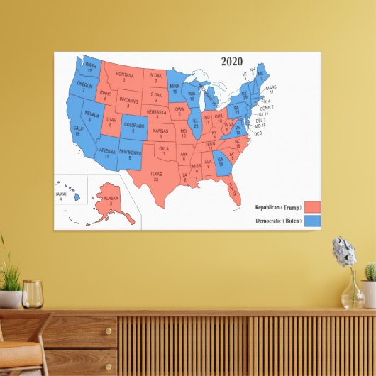 2020 Electoral College Amerikaanse verkiezingskaar Canvas Afdruk (Insitu (Woonkamer))