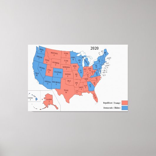 2020 Electoral College Amerikaanse verkiezingskaar Canvas Afdruk (Voorkant)