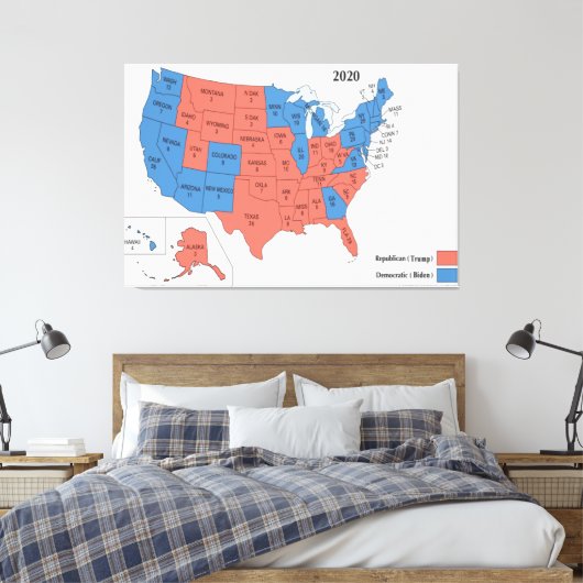 2020 Electoral College Amerikaanse verkiezingskaar Canvas Afdruk (Insitu (Slaapkamer))