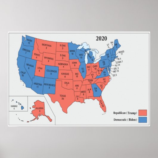 2020 Electoral College Amerikaanse verkiezingskaar Poster (Voorkant)