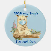 2020 Funny Mountain Lion Covid Face Mask Keramisch Ornament (Achterkant)