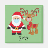 2020 Funny Santa Rudolph Covid Face mask Magneet (Voorkant)