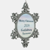 2020 Gatlinburg, TN-kerstsiroop Tin Sneeuwvlok Ornament (Links)
