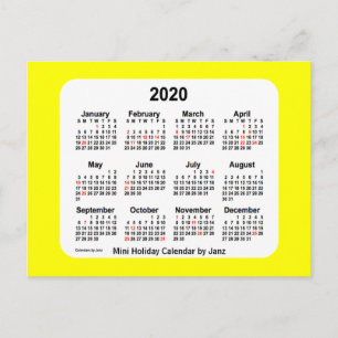 2020 Gele kalender van Janz ansichtkaart Feestdagenkaart