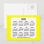 2020 Gele kalenderkaart van Janz Feestdagenkaart (Voorkant / Achterkant)