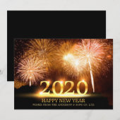 2020 Gelukkig Nieuwjaar Elegant Vuurwerk Groet Feestdagenkaart (Voorkant / Achterkant)