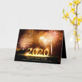2020 Gelukkig Nieuwjaar Elegant Vuurwerk Groet Kaart (Gele Bloem)