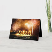 2020 Gelukkig Nieuwjaar Elegant Vuurwerk Groet Kaart (Voorkant)