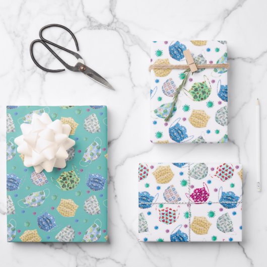 2020 Gezichtsmasker Covid Quarantine Patroon Inpakpapier Vel (Voorkant)