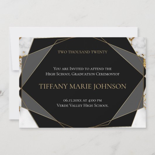 2020 Goud Marmer MODERN FOTO Lijst Afstuderen Kaart (Achterkant)