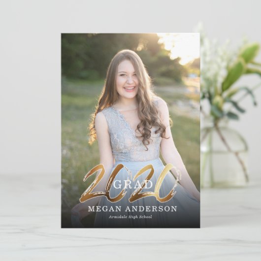 2020 Gouden foto afstuderen aankondiging (Staand voorkant)