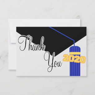 2020 Graduation Cap and Tassel Dankuwel (blauw) Bedankkaart