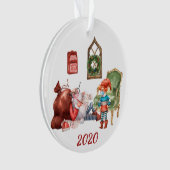 2020 Grappige Kerstman maakt zijn lijst Covid gezi Ornament (voorkant)
