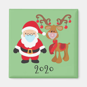 2020 Grappige Kerstman Rudolph Covid Mondkapje Magneet