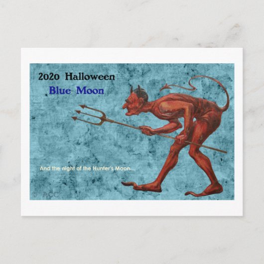 2020 Halloween Blue Moon Devil Briefkaart (Voorkant)
