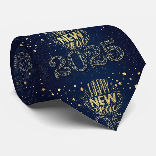 2020 Happy New Year Gold op de diepzee Blue Stropdas (Opgerold)