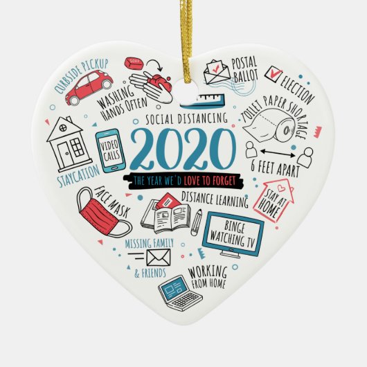 2020 Herdenking Quarantine Distance Learning Keramisch Ornament (Voorkant)