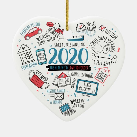 2020 Herdenking Quarantine Distance Learning Keramisch Ornament (Achterkant)