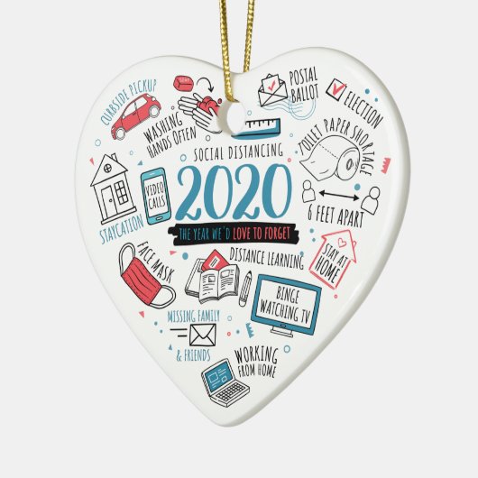 2020 Herdenking Quarantine Distance Learning Keramisch Ornament (Links)