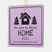 2020 Het Jaar Dat We Thuis Bleven Foto Paars Keramisch Ornament (Links)