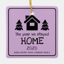 2020 Het Jaar Dat We Thuis Bleven Foto Paars Keramisch Ornament