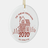 2020 Het jaar dat we thuis bleven Leuk Covid Keramisch Ornament (Rechts)