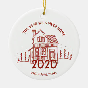 2020 Het jaar dat we thuis bleven Leuk Covid Keramisch Ornament