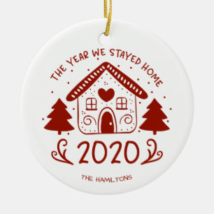 2020 Het jaar dat we thuis bleven Lovely Covid Keramisch Ornament
