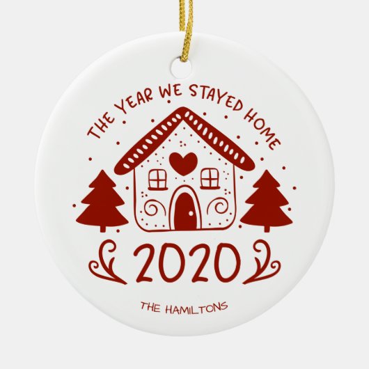 2020 Het jaar dat we thuis bleven Lovely Covid Keramisch Ornament (Voorkant)