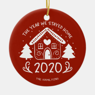 2020 Het jaar dat we thuis bleven Lovely Covid Keramisch Ornament