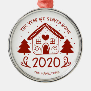 2020 Het jaar dat we thuis bleven Schattige Covid Metalen Ornament