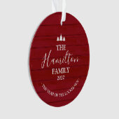 2020 Het jaar van de Lockdown Red Wood Covid Ornament (voorkant)