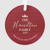 2020 Het jaar van de Lockdown Red Wood Covid Ornament (achterkant)