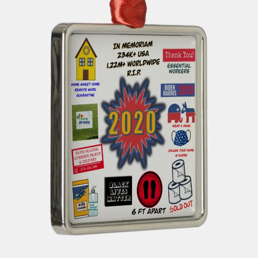 2020 in Memoriam | Kerst van quarantaine Metalen Ornament (Rechts)