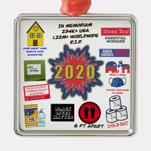 2020 in Memoriam | Kerst van quarantaine Metalen Ornament (Voorkant)