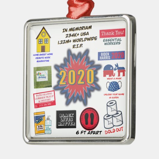 2020 in Memoriam | Kerst van quarantaine Metalen Ornament (Links)