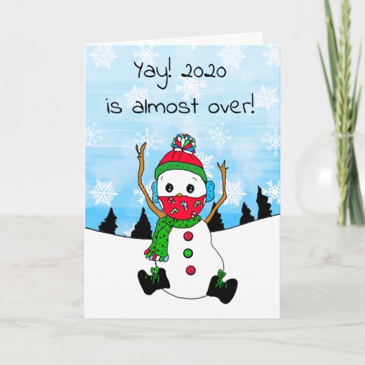 2020 is bijna voorbij Snowman-feestdag Feestdagen Kaart (Voorkant)