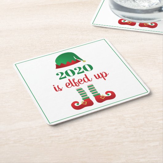 2020 is opgevoed met grappig kerstfeest Gezegde gr Kartonnen Onderzetters (Schuin)