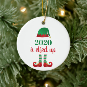 2020 is opgevoed met grappig kerstfeest Gezegde gr Keramisch Ornament